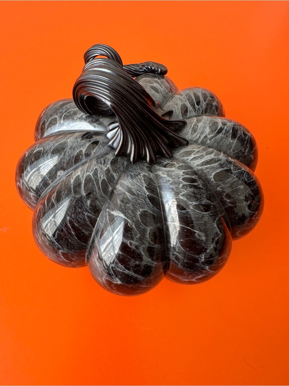Mikasa Handblown Glass Pumpkin Accent - Black and Gray - Picture 3 of 11